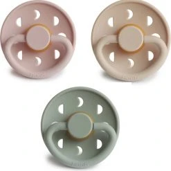 Nieuw ???? FRIGG Moon Fopspeen Natuurrubber - Blush, Croissant, Sage - Maat 2 - Leeftijd 6 Tot 18 Maanden ????