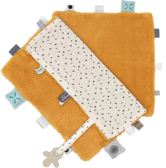 Beste Pirce ???? Snoozebaby Sweet Dreaming - Knuffeldoekje - Met Veel Labeltjes - Biedt Rust En Comfort - Oekotex Materiaal - 25x25cm - Oker Bumblebee ???? - Afbeelding 3