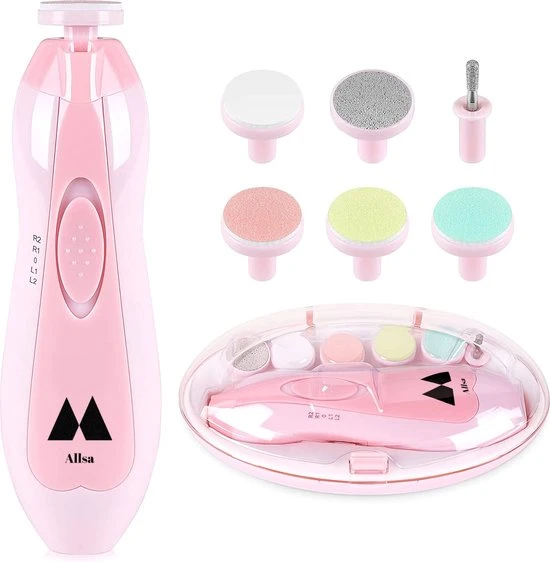 Gloednieuw ???? Allsa Baby Nagelvijl - Elektrische Nagelvijl - Ook Voor Volwassenen - LED Licht - Baby Cadeau - Roze ????