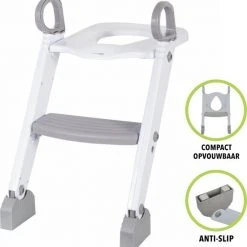 Nieuw ???? FreeON Toiletverkleiner Met Trapje - Brilverkleiner Met Handvaten En Opstapje - Toilettrainer - Wit Met Grijs ❤️
