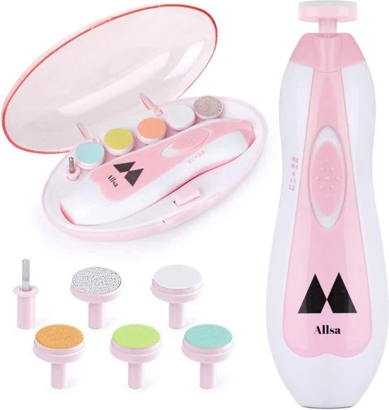 Gloednieuw ???? Allsa Baby Nagelvijl - Elektrische Nagelvijl - Ook Voor Volwassenen - LED Licht - Baby Cadeau - Roze ???? - Afbeelding 3