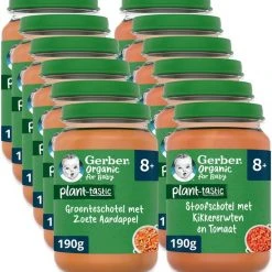 Hete verkoop ???? Gerber Plant-tastic Variatiemenu Baby Maaltijd 8+ 12 Stuks ????