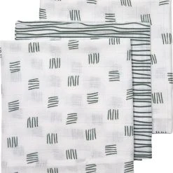 Uitgang ???? Meyco Block Stripe Hydrofiele Doeken - 3-pack - Forest Green - 70x70cm ⌛