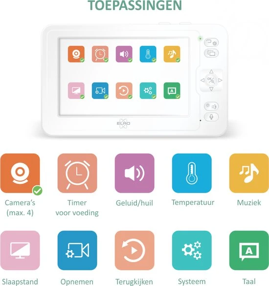 Goedkoopste ???? ELRO BC2000 Babyfoon Premium - Met 12,7 Cm Monitor Full HD - Pan/Tilt Camera ???? - Afbeelding 7