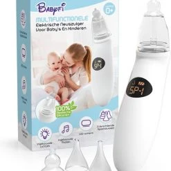 Flash-uitverkoop ⌛ Babyfi ® - Multifunctionele Elektrische Neuszuiger Voor Baby's & Kinderen - Kalmerende Functie Met Muziek & Lichtjes - Inclusief Nederlandse Handleiding, Opbergdoosje & Oplaadkabel - Neusreiniger - Neuspeer - Neuspompje Baby - Baby Aspirator ????