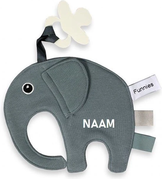 Uitgang ???? Speendoek Funnies- Olifant Ollie- Grey/blue ???? - Afbeelding 2