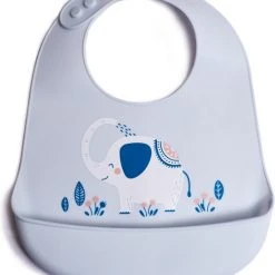 Hete verkoop ???? Telano Slabbetje Met Opvangbakje Olifant - Siliconen Slabber Baby Peuter - Verstelbaar En Waterproof - Kraamcadeau ????