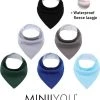 Aanbiedingen ???? MINIIYOU 6 Stuks Bandana Slabbetjes Met Fleece Laag - Baby Blauw Groen Grijs ????
