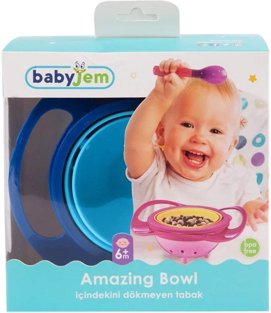 Nieuw ???? Baby Jem Eetbakje 360 Graden - Baby Kommetje - Baby Kom - Anti Knoei Bakje - Blauw ⭐ - Afbeelding 6