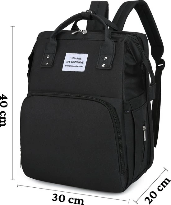 Korting ???? Faseras Multifunctionele Luiertas - Incl. Babybed & Verschoningsmatje - Isolatie - Met USB - 3-in-1 Verzorgingstas - Zwart ???? - Afbeelding 2