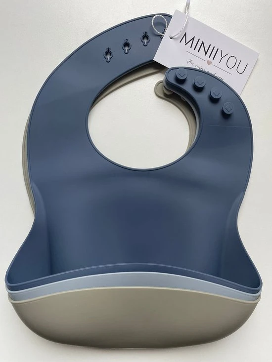 Groothandel ???? MINIIYOU 3 Stuks - Siliconen Slabbetjes Met Opvangbak - Blauw Groen ???? - Afbeelding 2