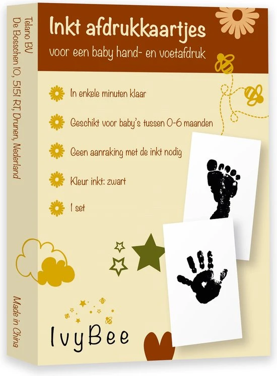 Coupon ???? IvyBee Baby Voetafdruk En Handafdruk Zwart Inktafdruk - Kraamcadeau Babyshower Moederdag - 1 Stuk ????