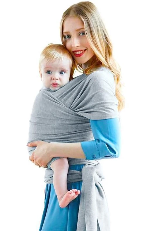 Kopen ???? MinaPark Products Ergonomische Rekbare Baby Draagdoek Van Katoen Om Te Knopen -Licht Grijs - Babywrap - Draagdoeken - Babydrager - Buikdrager Rugdrager Heupdrager - Baby Sling Baby Carrier Draagzak - Baby Wrap Sling - Draagdoek Handleiding - Gratis Slabbetje ???? - Afbeelding 4