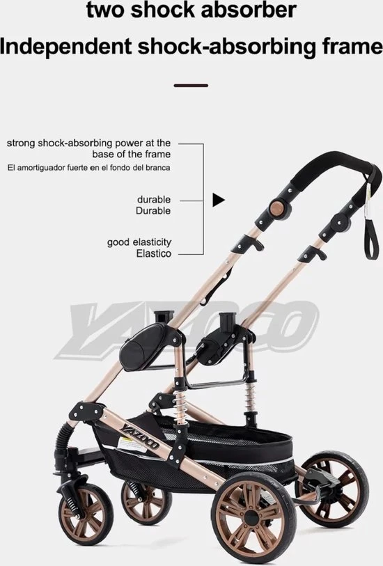 Promo ???? Merkloos Luxe Multi-functionele 3 In 1 Wandelwagen - Babywagen - Kwalitatieve Buggy - Opklapbare Kinderwagen - Licht En Flexibel ???? - Afbeelding 5
