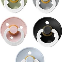 Goedkoop ???? Set Van 5 BIBS Glow In The Dark Spenen | Sage - Cloud - Baby Blue - Blush - Black | T1 - Maat 1 - 0-6 Maanden ????