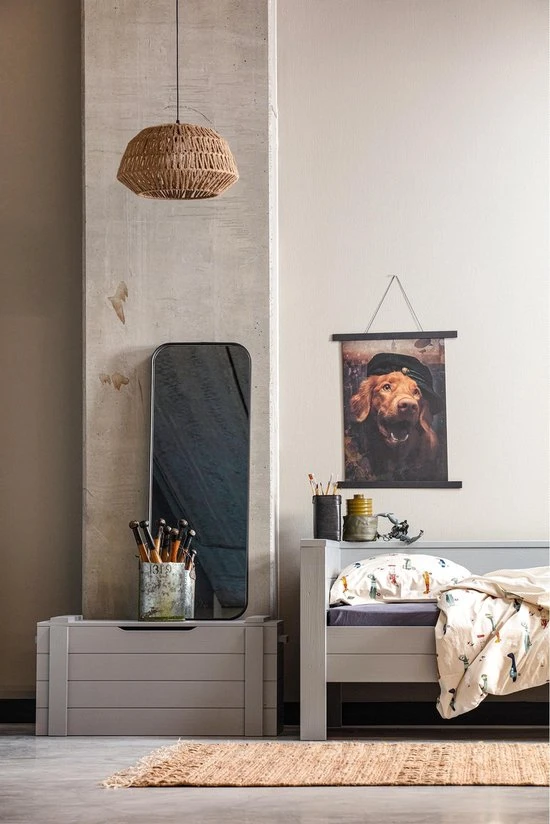 Goedkoop ???? WOOOD Dennis Speelgoedkist - Grenen Geborsteld - Betongrijs - 42x90x42 ???? - Afbeelding 4