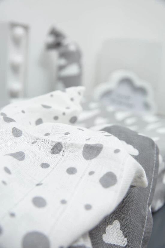 Beste deal ???? Meyco Clouds/Dots/Feathers Starterset - 9-pack - Hydrofiel - Grey ⭐ - Afbeelding 4