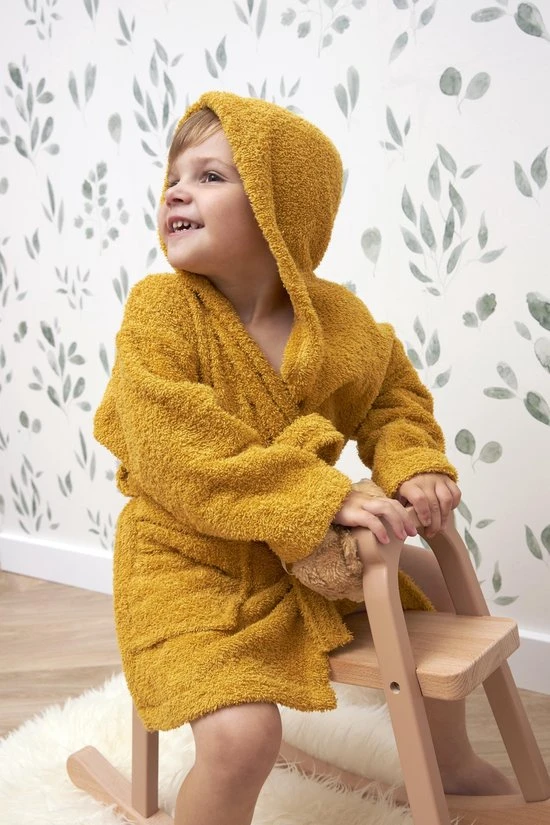 Hete verkoop ???? Meyco Badjas Basic Badstof - Honey Gold - 98/104 ???? - Afbeelding 2