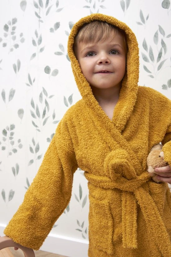 Hete verkoop ???? Meyco Badjas Basic Badstof - Honey Gold - 98/104 ???? - Afbeelding 3